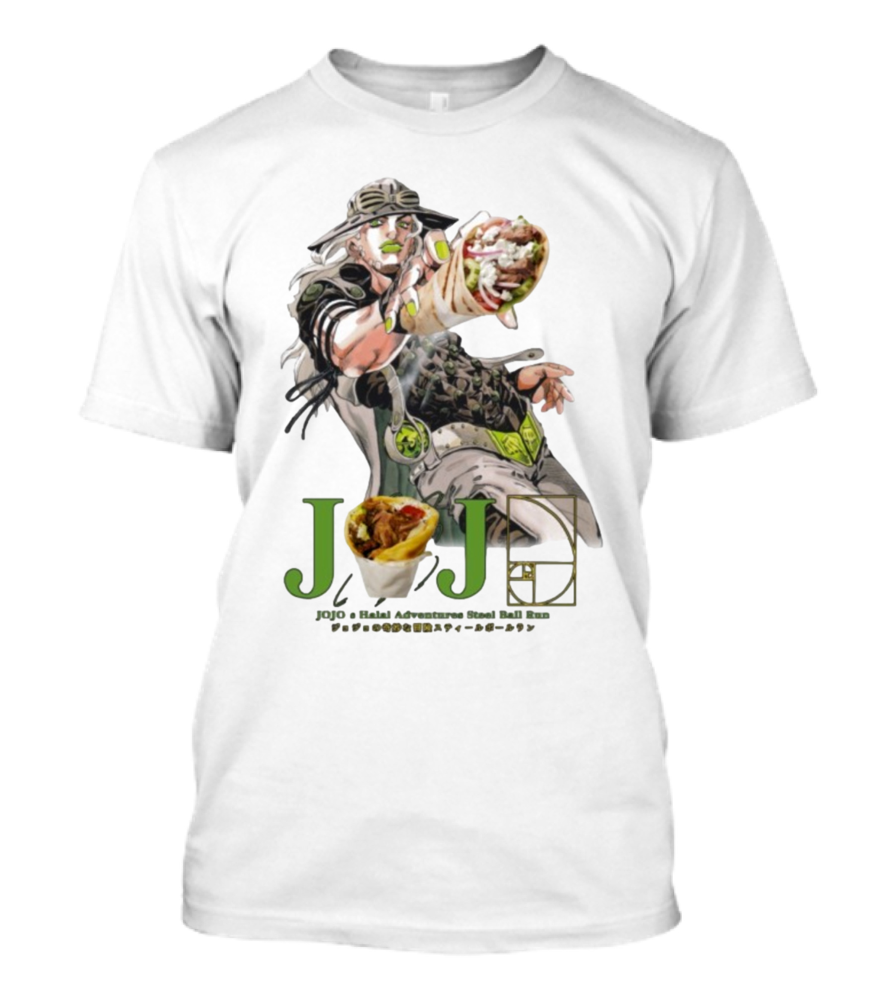 Jojo’s Halal Adventure Steel Ball Run Gyro Burrito Manga Crossover T-Shirt