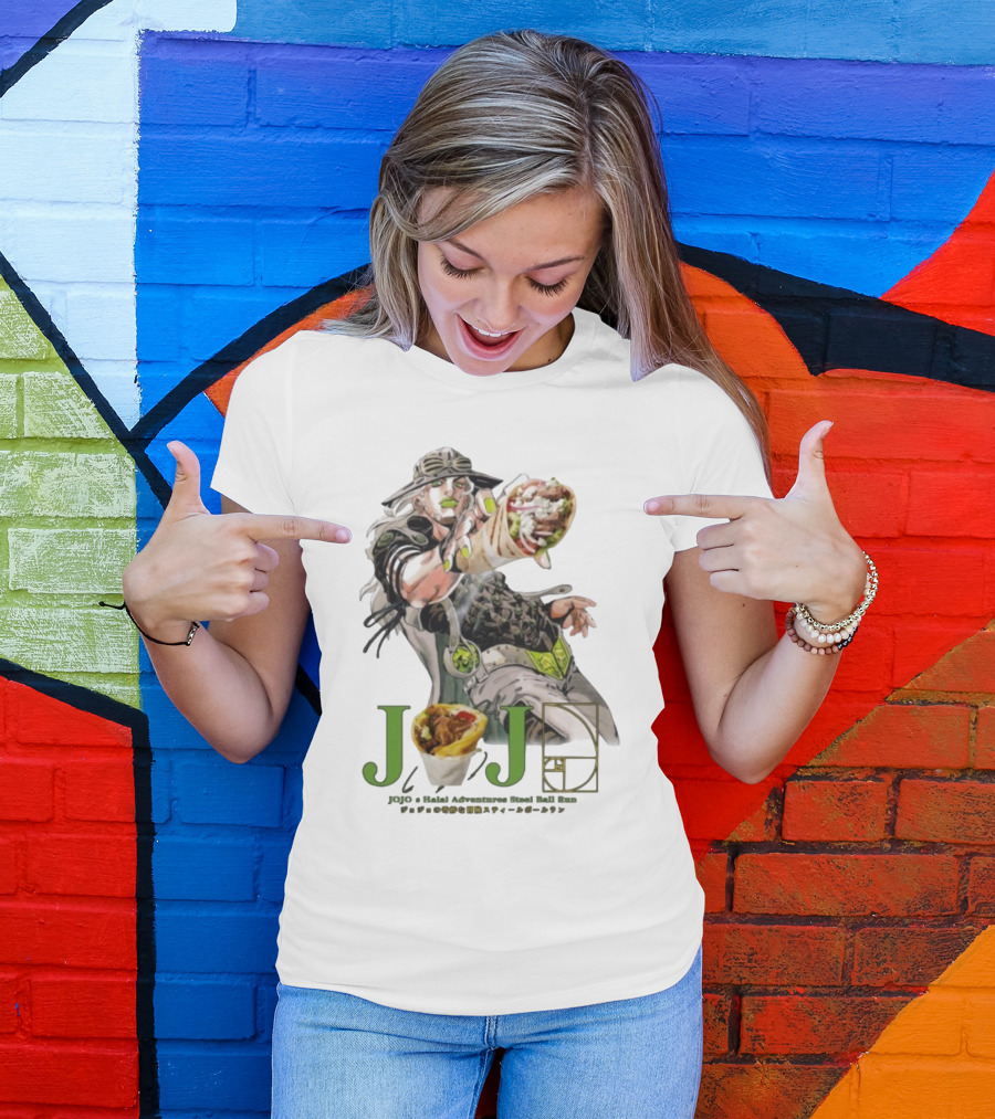 Jojo’s Halal Adventure Steel Ball Run Gyro Burrito Manga Crossover T-Shirt