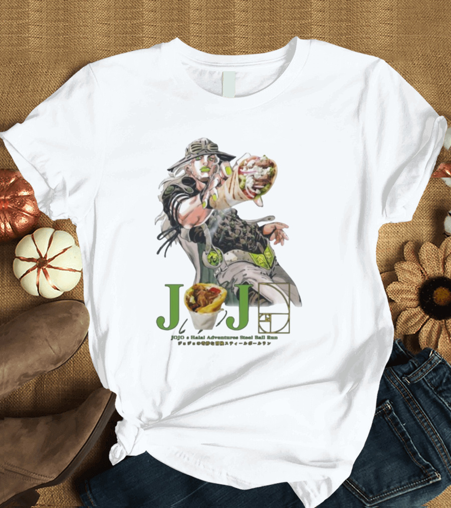 Jojo’s Halal Adventure Steel Ball Run Gyro Burrito Manga Crossover T-Shirt