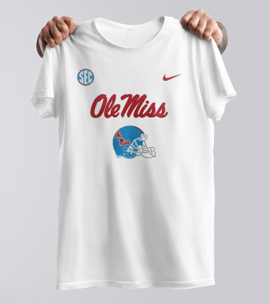 Ole Miss Rebels Football Helmet SEC Nike T-Shirt