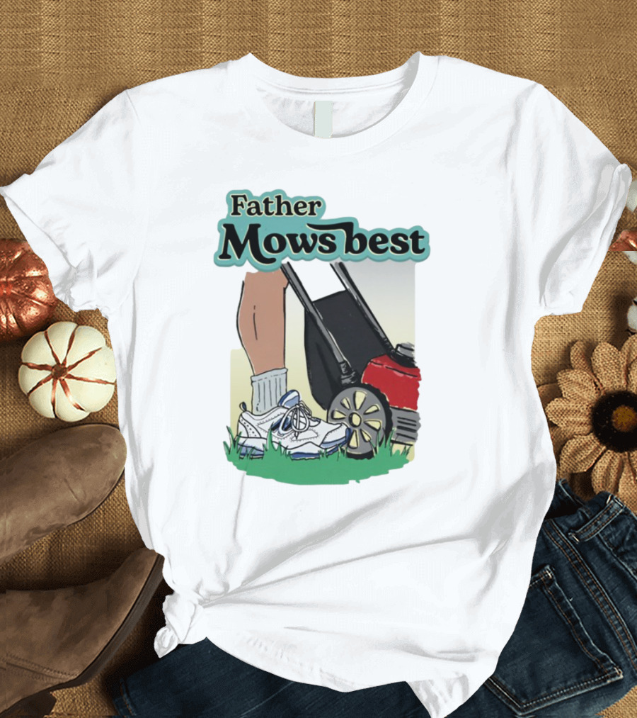 Father Mows Best Emotionalclub Lawn Mower Sneaker Style T-Shirt
