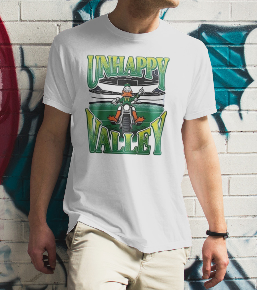Oregon Ducks Unhappy Valley Mascot Motorcycle Rider T-Shirt