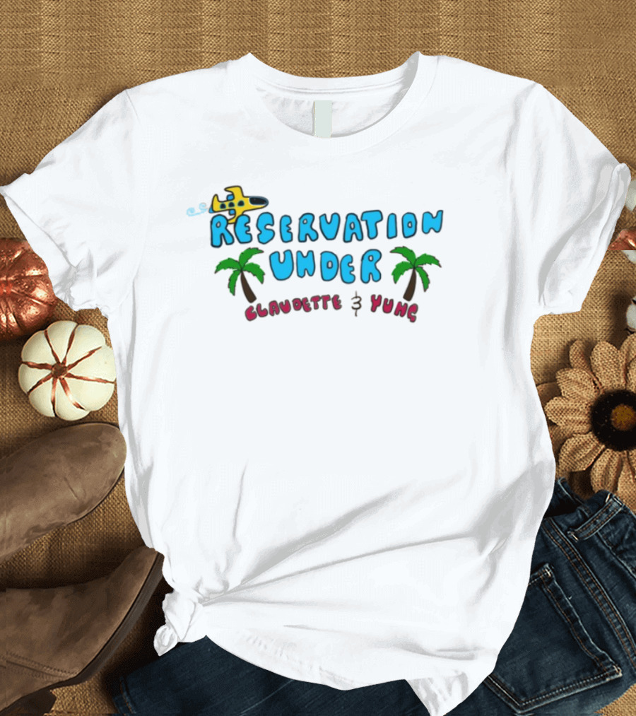 Reservation Under Claudette Yung Beach Beds Tropical Vacation T-Shirt