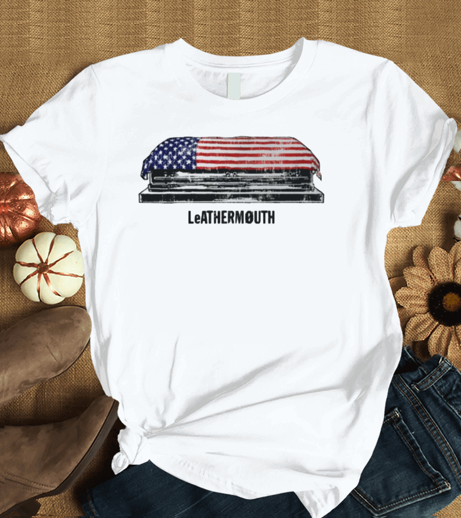 Leathermouth American Flag Coffin T-Shirt