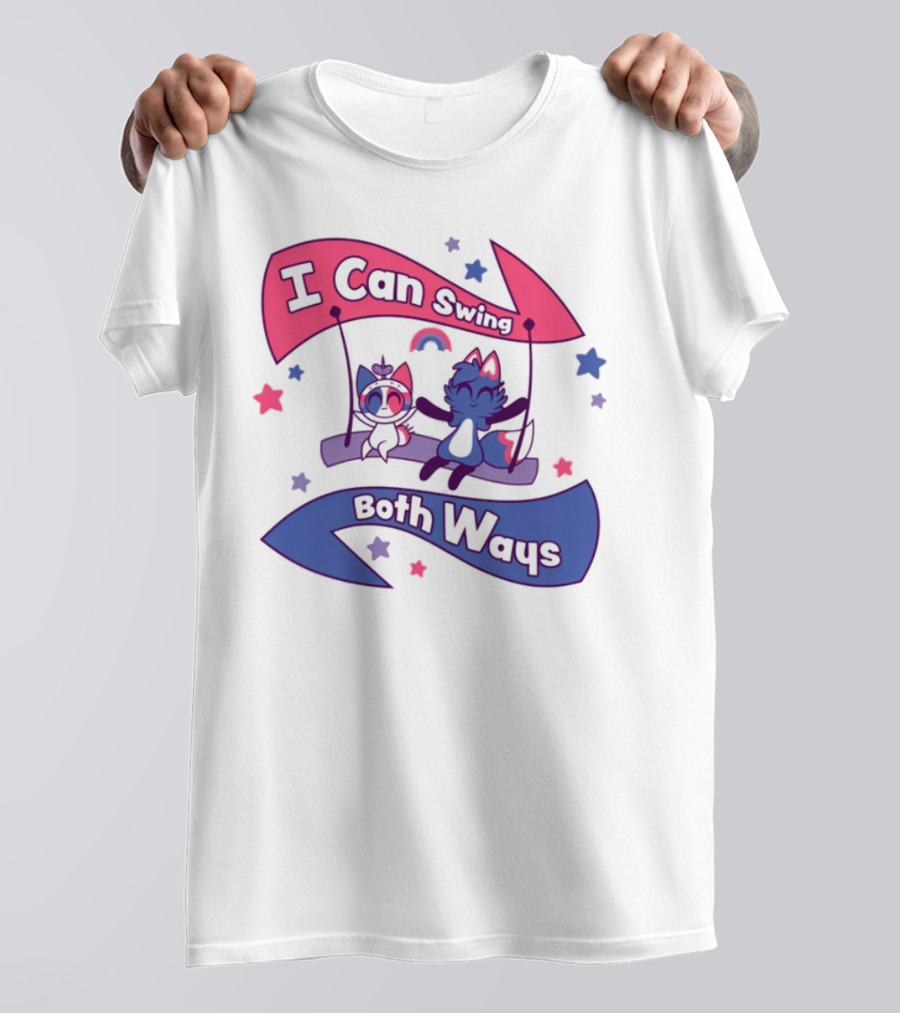 I Can Swing Both Ways Cute Cats Stars Rainbow T-Shirt