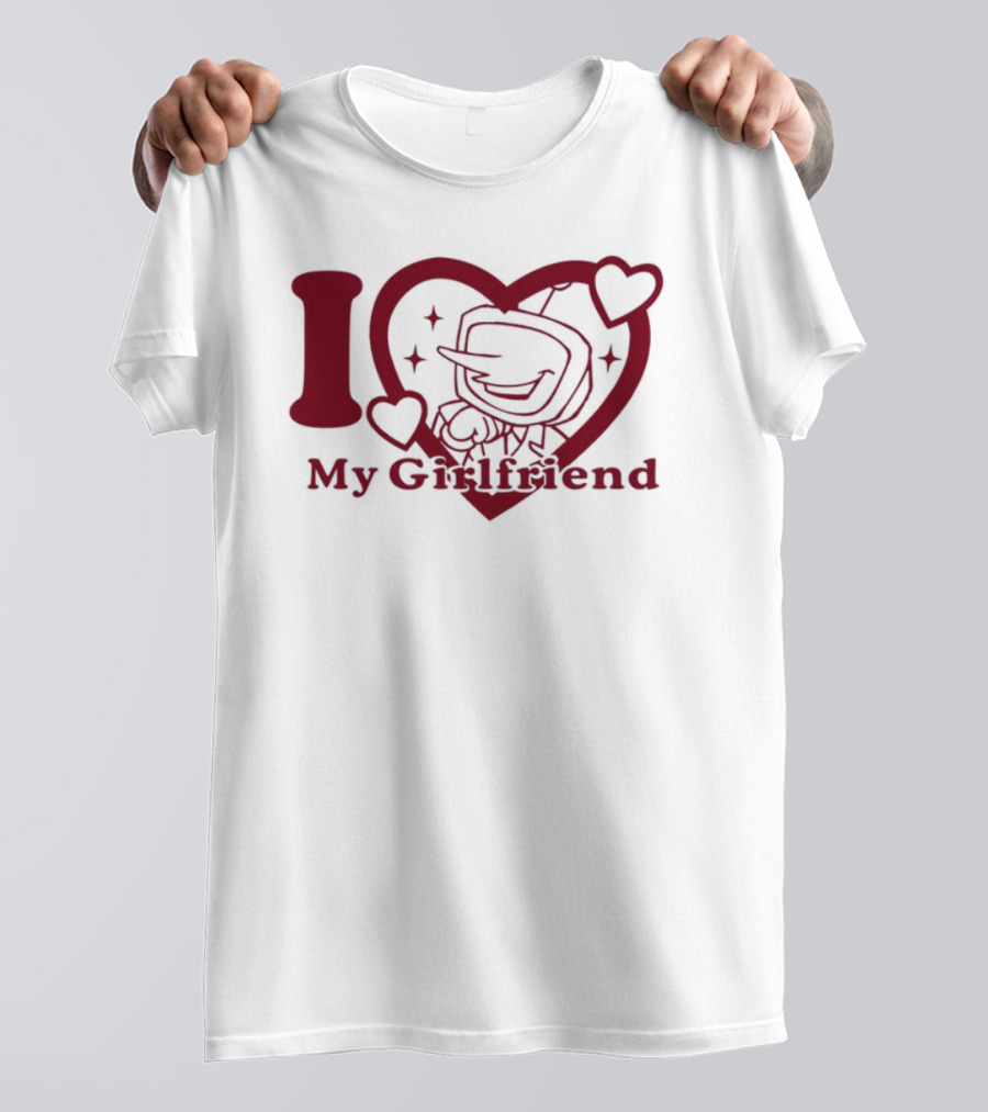 I Love My Girlfriend Mr. Tenna Heart Design T-Shirt