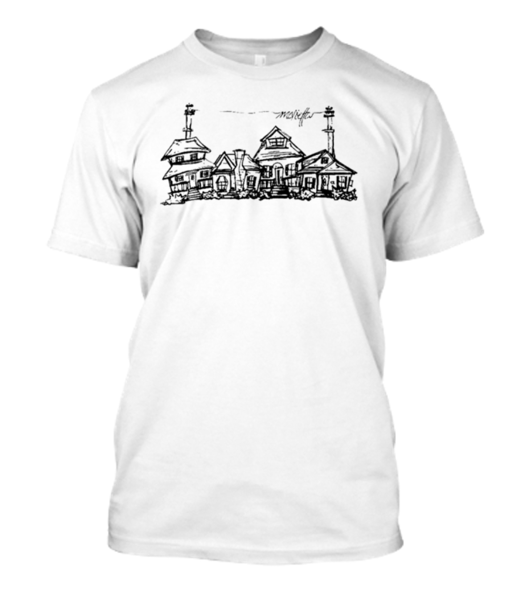 Marietta Powerlines Skyline Drawing With Power Pole And Birds T-Shirt