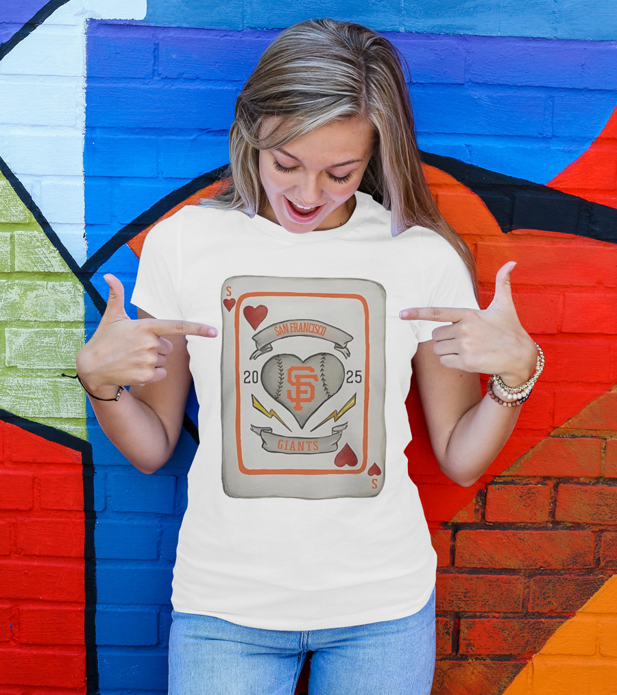 San Francisco Giants Baseball Card Heart 2025 Tiny Turnip Collaboration T-Shirt