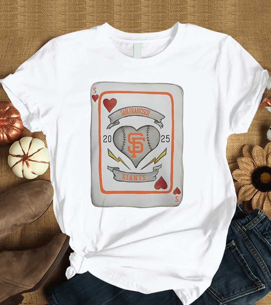 San Francisco Giants Baseball Card Heart 2025 Tiny Turnip Collaboration T-Shirt