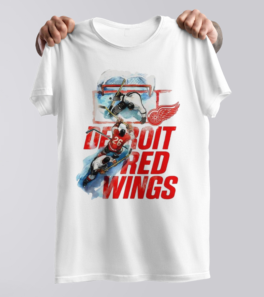 Sana X Detroit Red Wings Hockey Team Action Scene T-Shirt