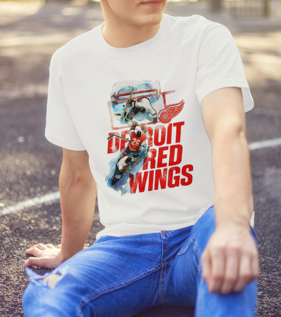Sana X Detroit Red Wings Hockey Team Action Scene T-Shirt
