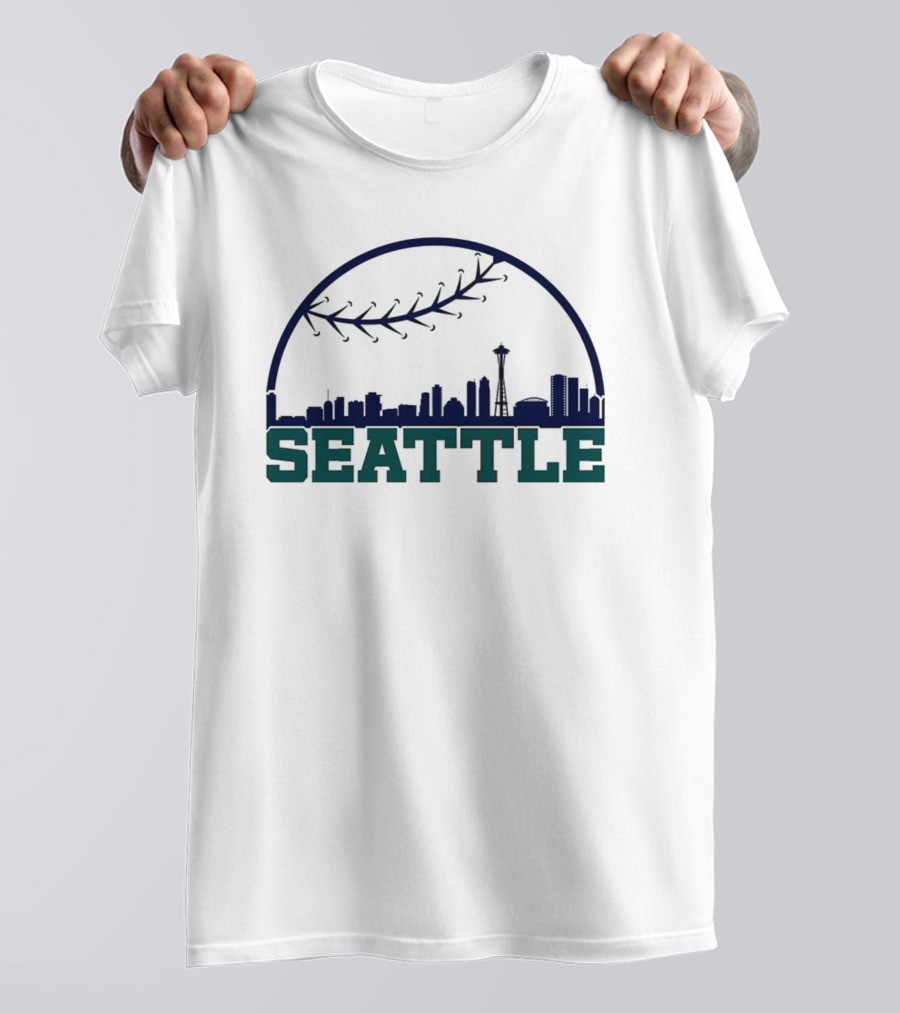 Seattle Mariners Skyline Baseball Theme With Space Needle T-Shirt