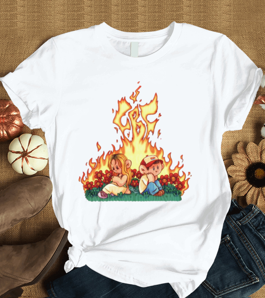 Fireball Friday Love Is Comic Characters With Fiery Background T-Shirt