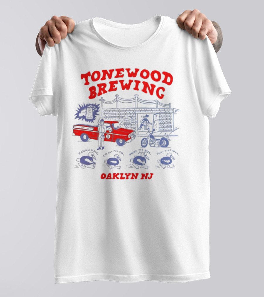 Tonewood Brewing Oaklyn NJ Vintage Car Scene T-Shirt