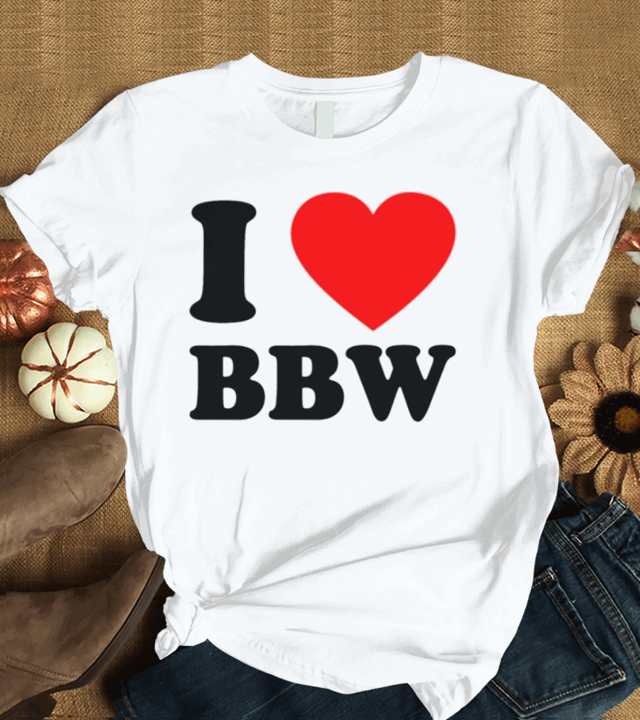 I Love BBW Heart Symbol Statement T-Shirt