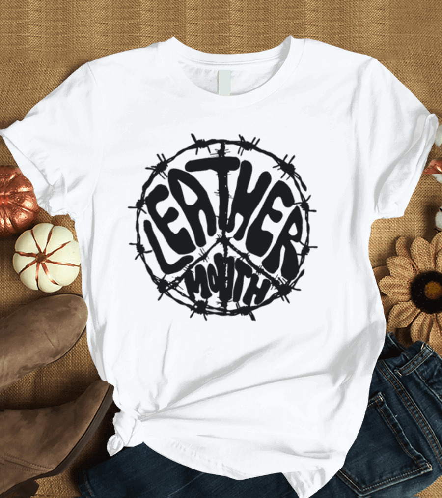 Leathermouth Barbed Wire Peace Symbol Grunge Aesthetic T-Shirt