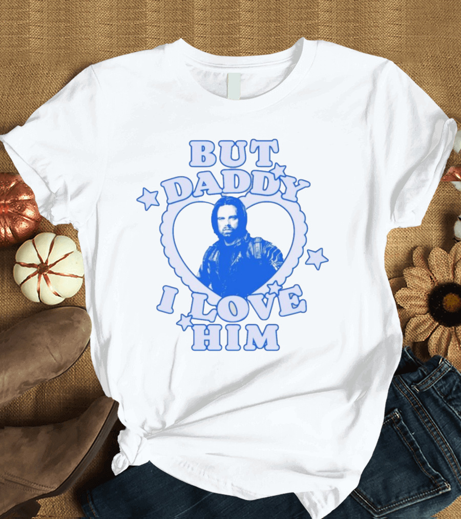 But Daddy I Love Him Bucky Barnes Blue Heart Stars T-Shirt