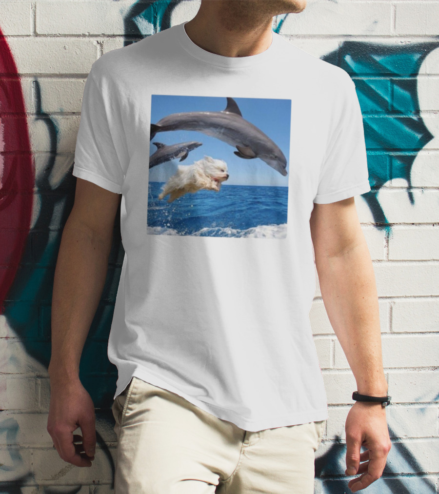 Dog Jump With Dolphin Ocean Adventure T-Shirt