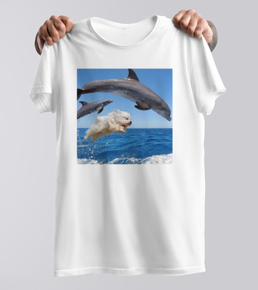 Dog Jump With Dolphin Ocean Adventure T-Shirt