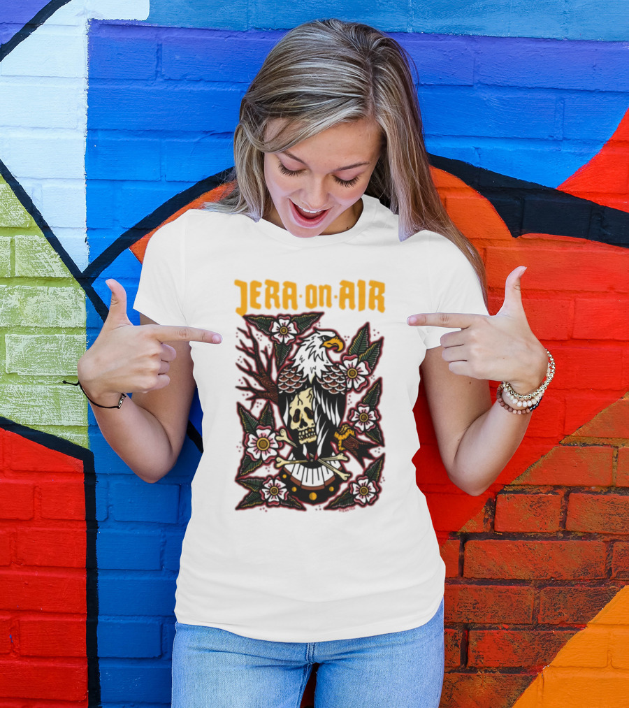 Richie Disaster Jera On Air Eagle Skull Floral Design T-Shirt