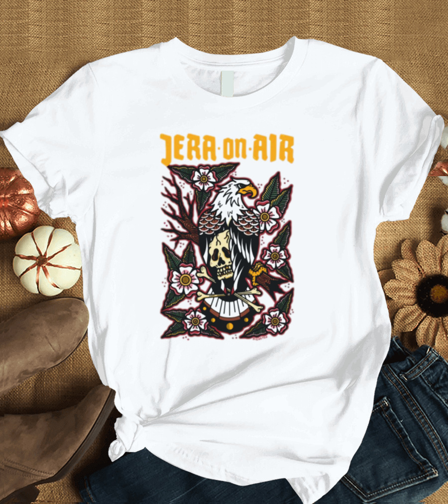 Richie Disaster Jera On Air Eagle Skull Floral Design T-Shirt