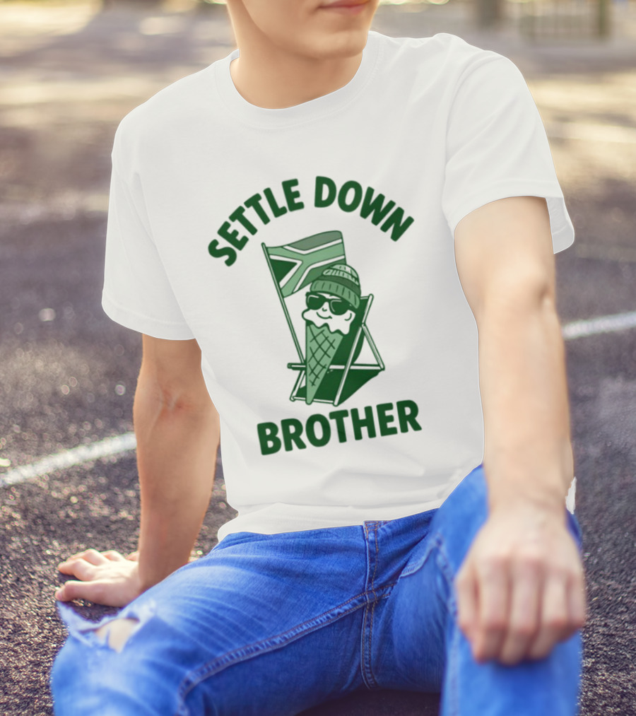 Settle Down Brother Ice Cream Cone Beach Chair Relaxation T-Shirt