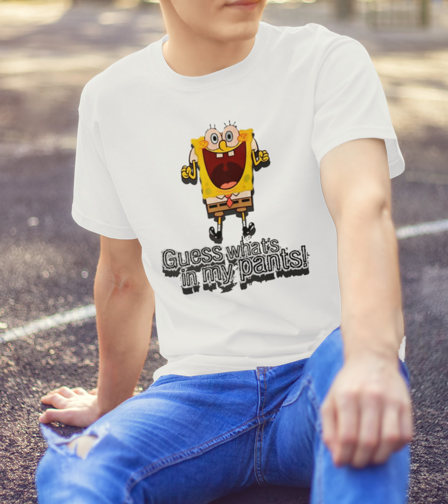 "Guess What's In My Pants Funny SpongeBob SquarePants Patrick Reference" T-Shirt