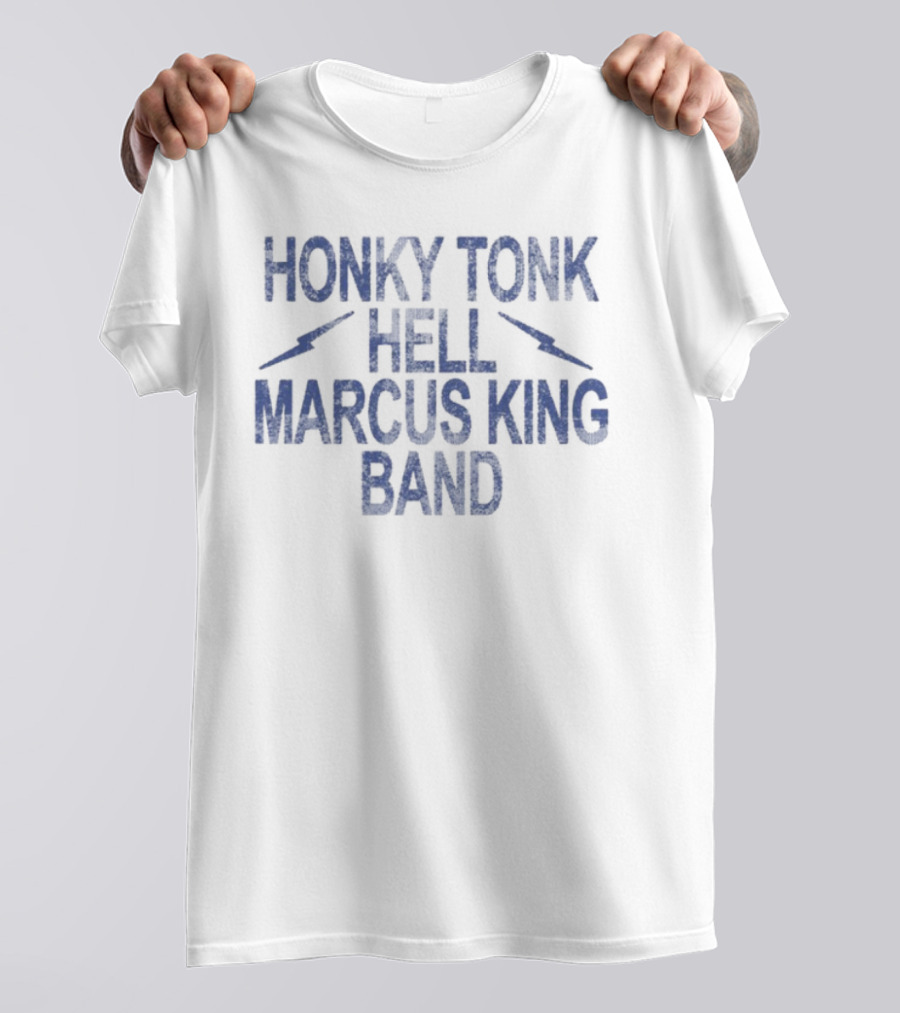 HONKY TONK HELL MARCUS KING BAND LIGHTNING BOLTS BLUE TEXT T-Shirt