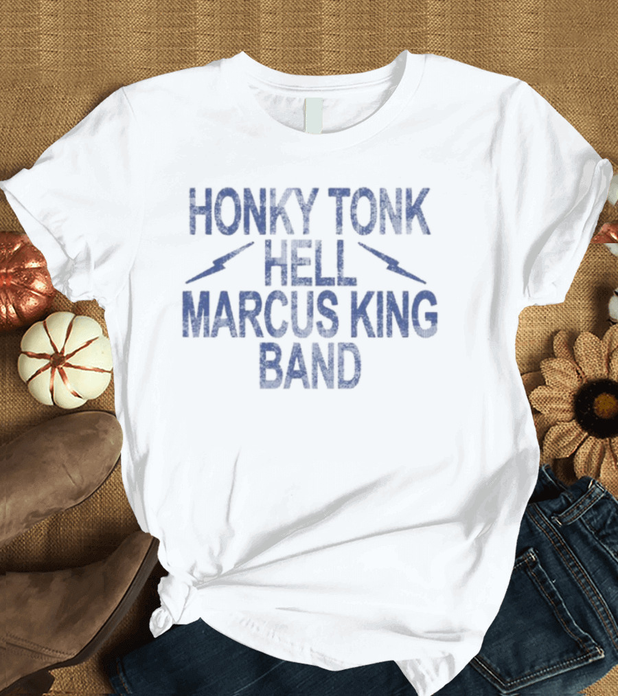 HONKY TONK HELL MARCUS KING BAND LIGHTNING BOLTS BLUE TEXT T-Shirt
