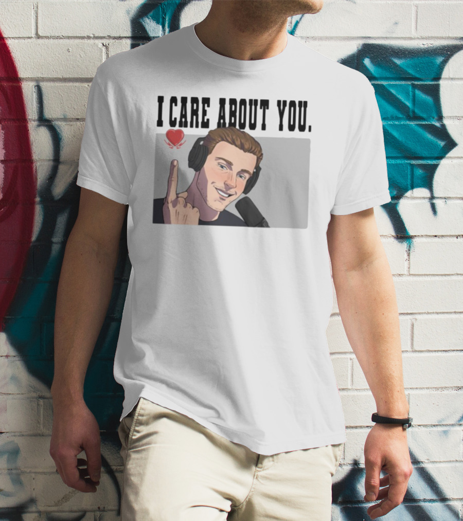I Care About You Heart Headphones Microphone Illustration T-Shirt