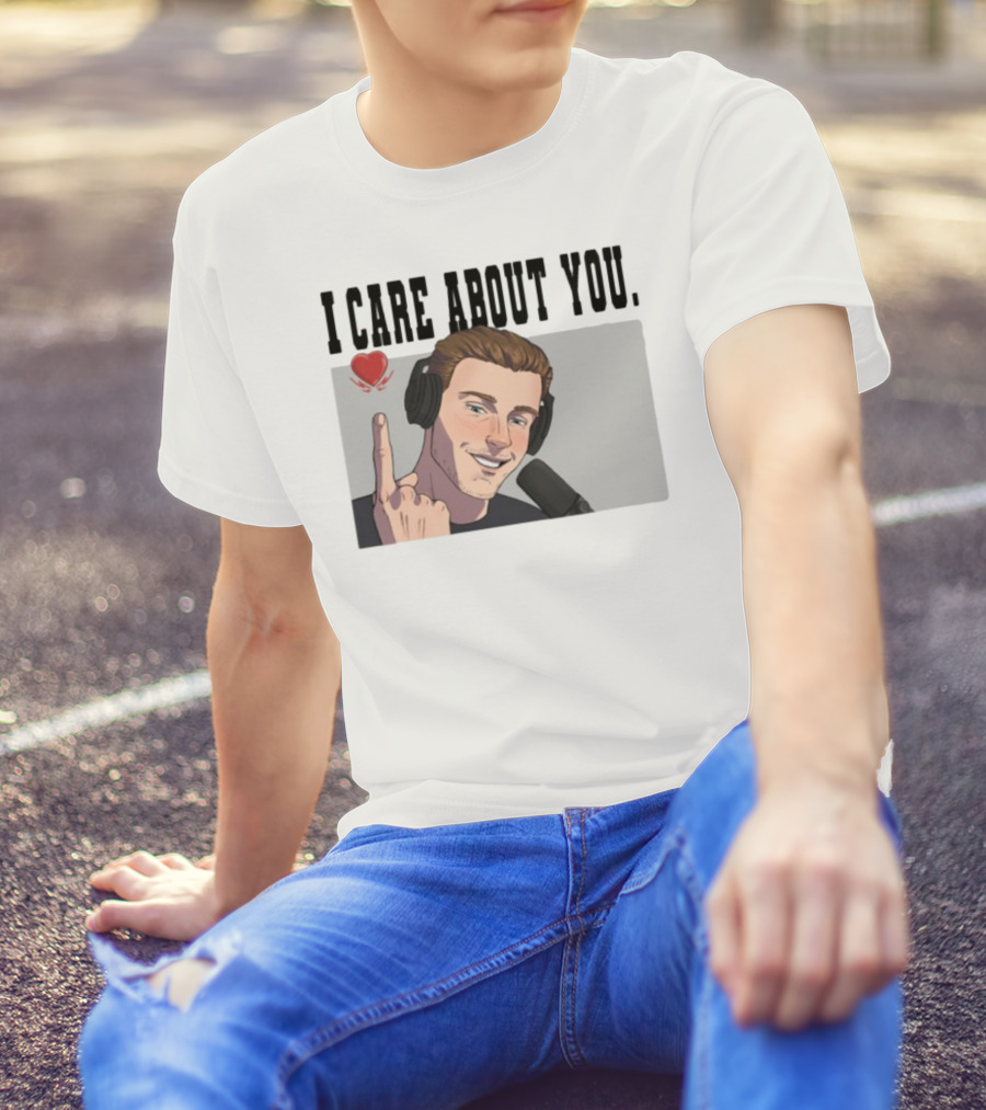 I Care About You Heart Headphones Microphone Illustration T-Shirt