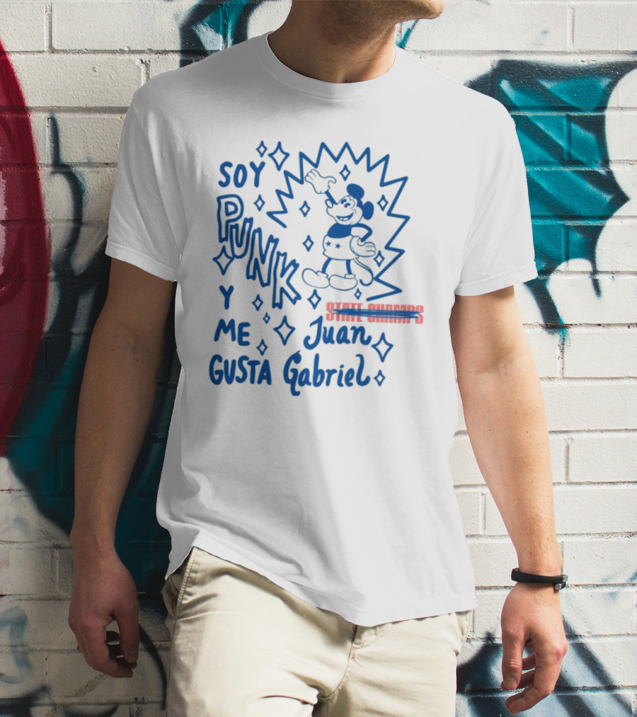 Soy Punk Y Me Gusta Juan Gabriel Sparkling Cartoon Punk Style T-Shirt