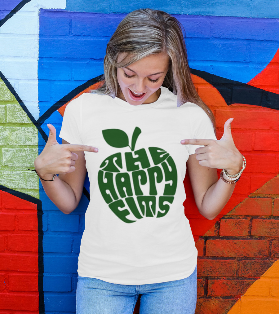 The Happy Fits Green Apple Text Art T-Shirt