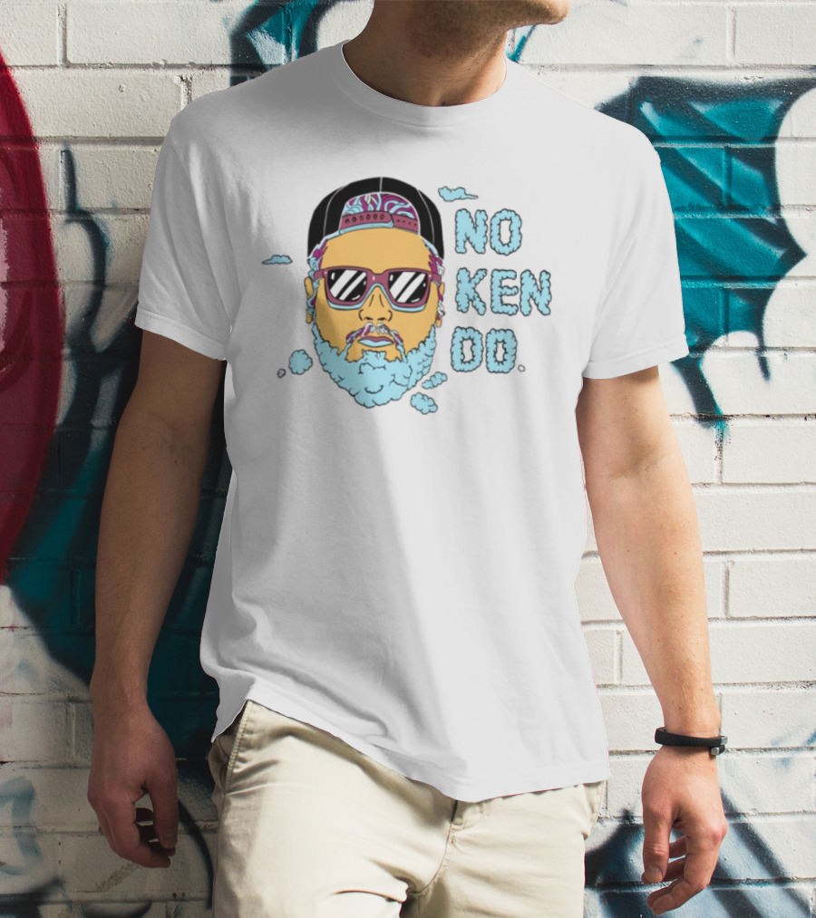 No Ken Do Trippy Ken Sunglasses Beard Cartoon T-Shirt