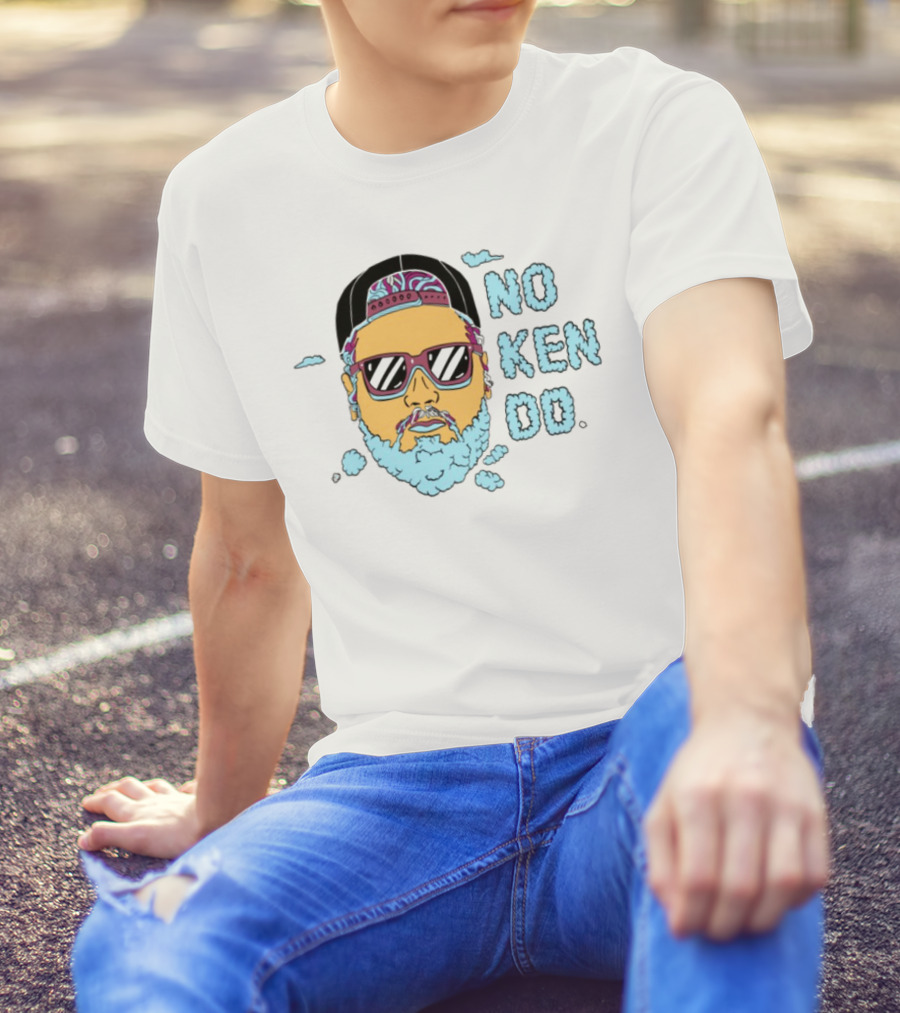 No Ken Do Trippy Ken Sunglasses Beard Cartoon T-Shirt