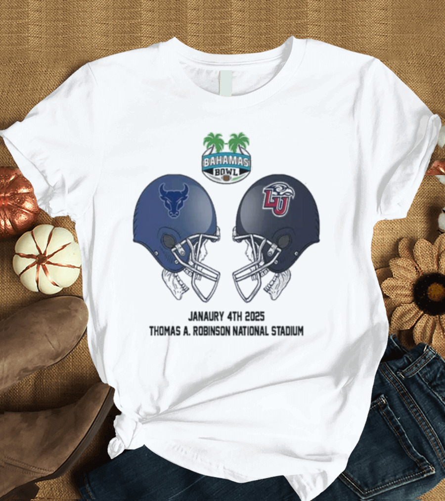 Buffalo Bulls Vs Liberty Flames Head To Head Bahamas Bowl January 4th 2025 Thomas A Robinson Stadium T-Shirt