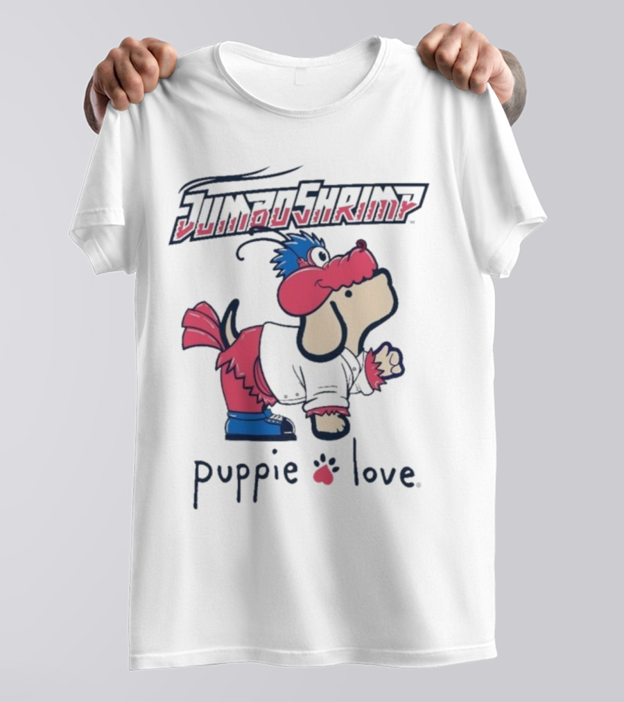 Jacksonville Jumbo Shrimp Puppie Love Baseball Mascot T-Shirt