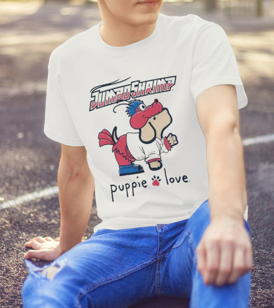 Jacksonville Jumbo Shrimp Puppie Love Baseball Mascot T-Shirt