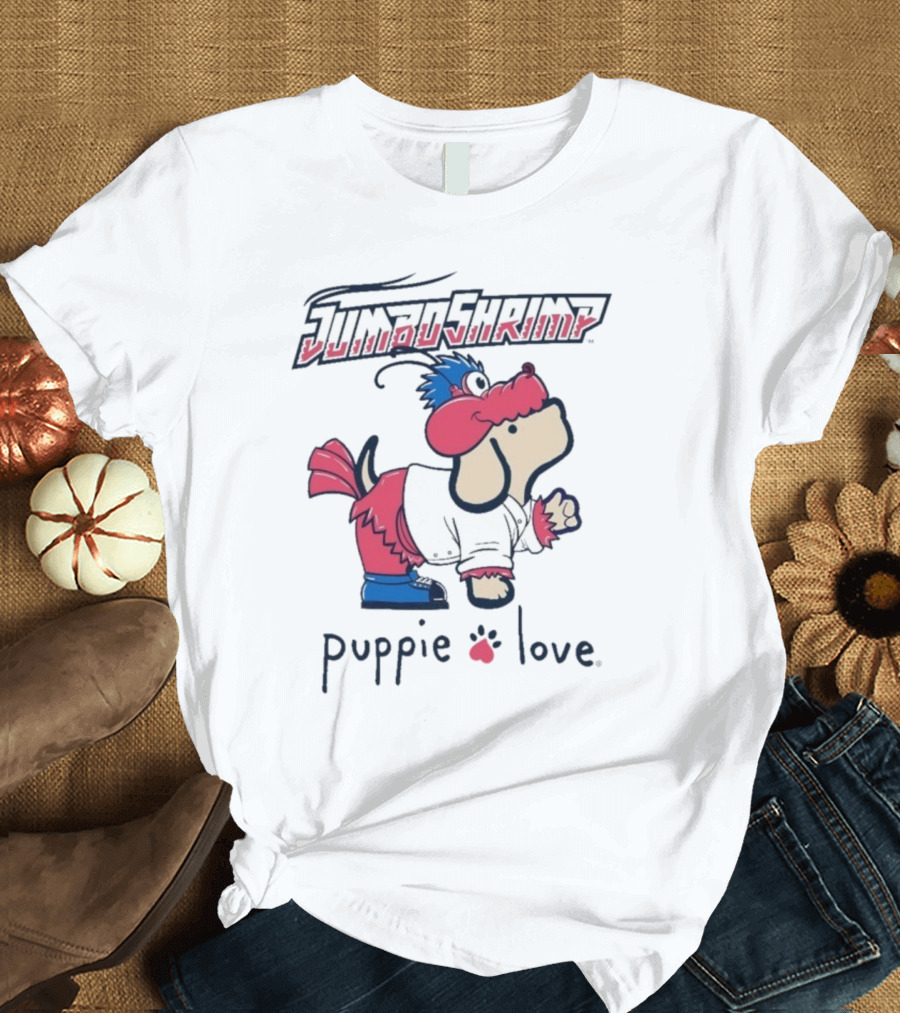 Jacksonville Jumbo Shrimp Puppie Love Baseball Mascot T-Shirt