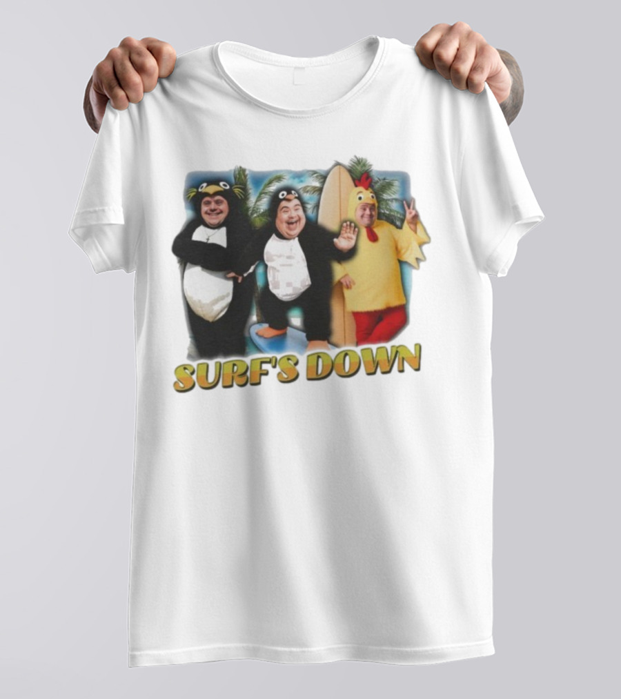 "Surf’s Down Penguin And Chicken Costume Fun" T-Shirt