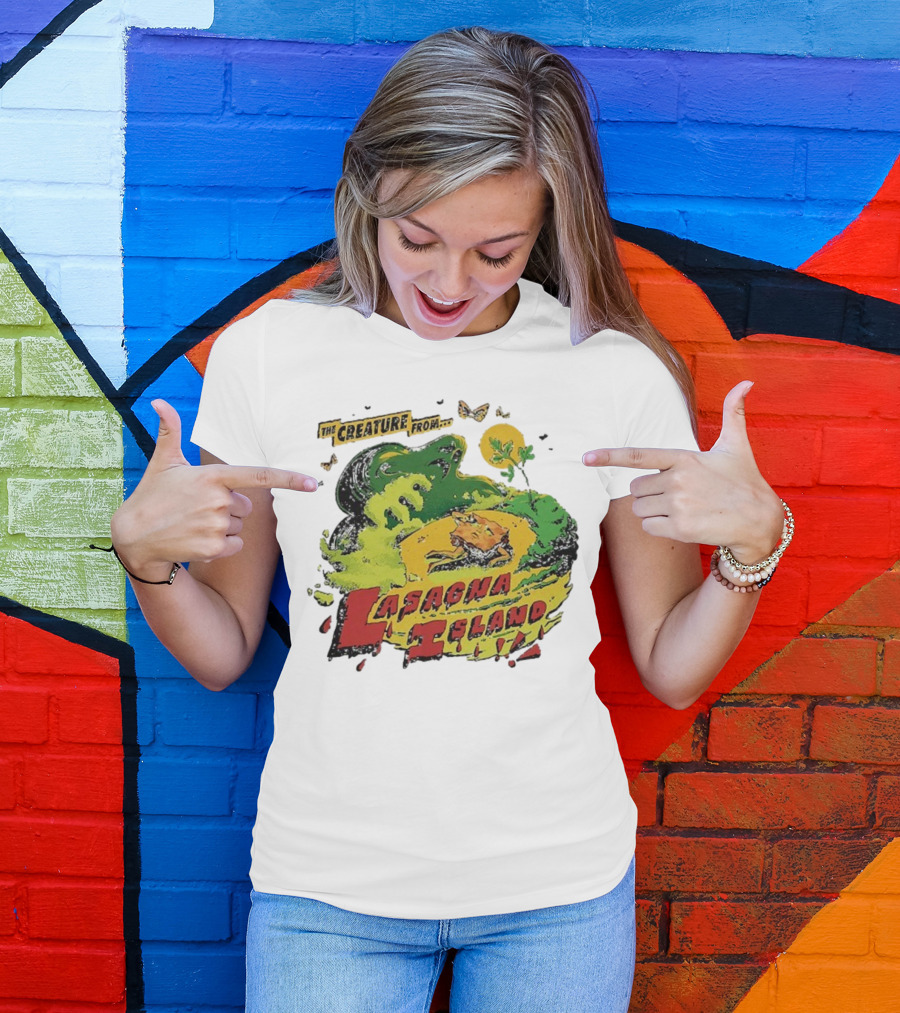 The Creature From Lasagna Island Vintage Horror Design October 2025 T-Shirt