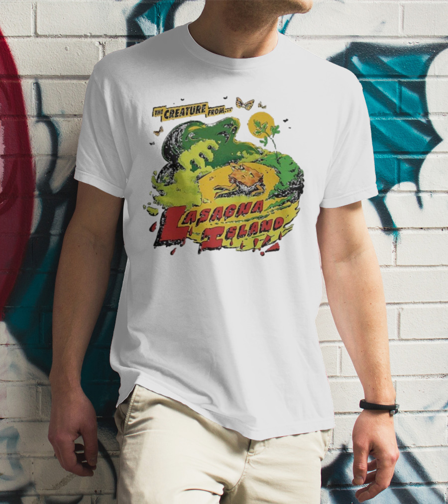 The Creature From Lasagna Island Vintage Horror Design October 2025 T-Shirt