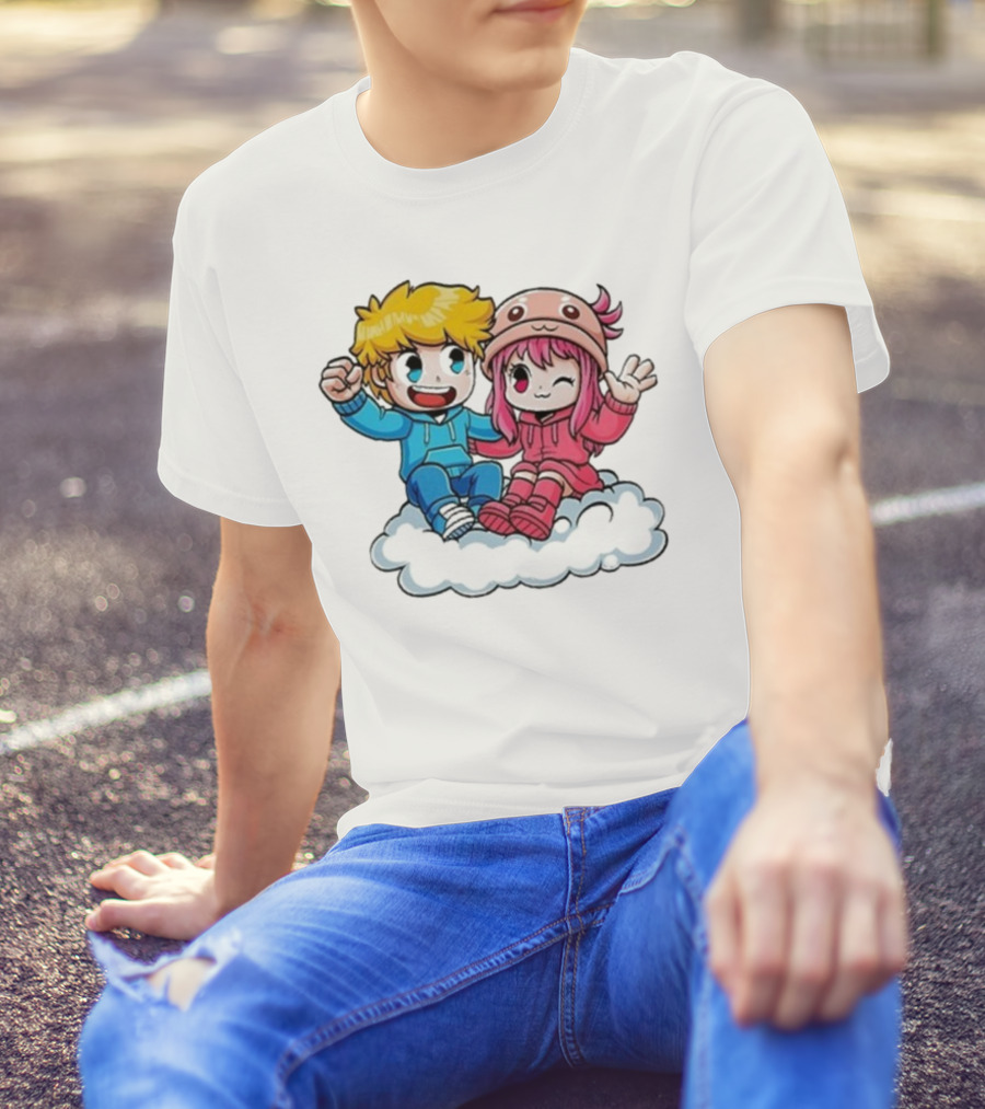 Ukri Et Lea Bio Cute Cartoon Characters On Cloud T-Shirt
