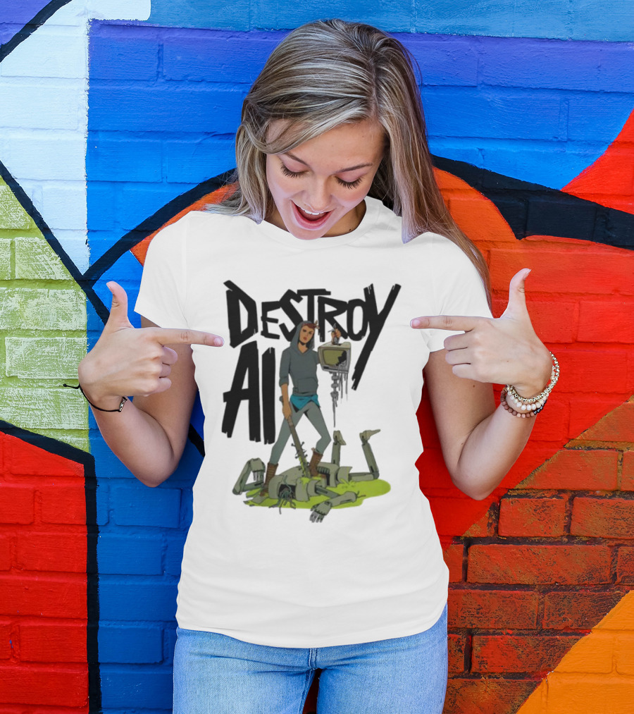 "Aftermath Destroy AI Futuristic Battle Scene" T-Shirt