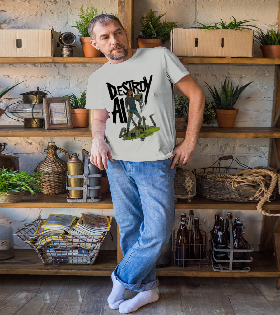 "Aftermath Destroy AI Futuristic Battle Scene" T-Shirt