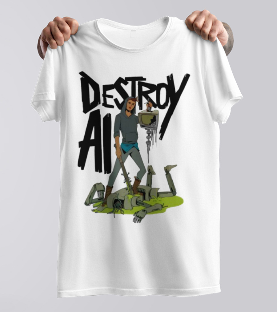 "Aftermath Destroy AI Futuristic Battle Scene" T-Shirt