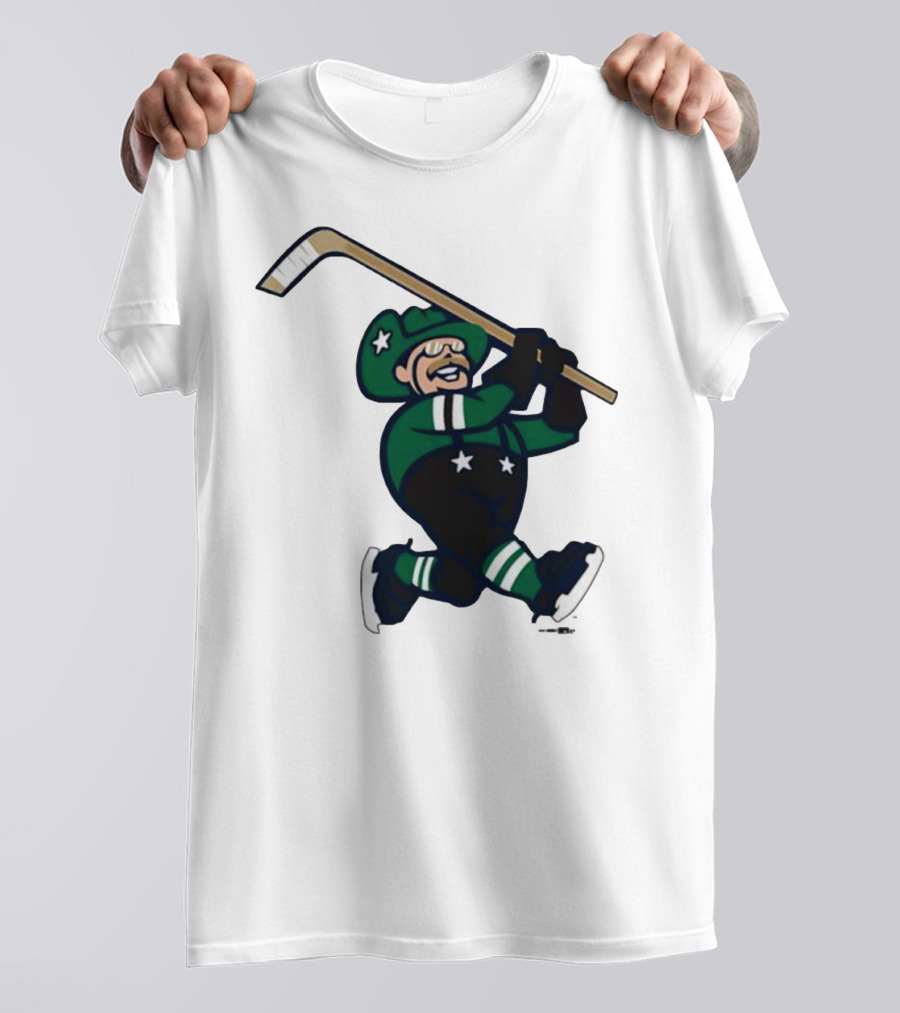 Frisco RoughRiders Dallas Stars Night Mascot Skating Youth Hockey T-Shirt