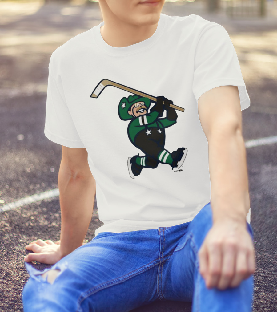Frisco RoughRiders Dallas Stars Night Mascot Skating Youth Hockey T-Shirt