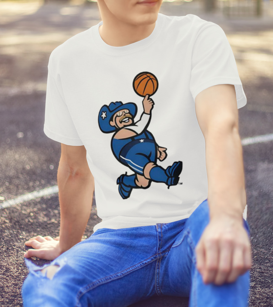 Frisco RoughRiders Dallas Mavericks Crossover Mascot Basketball Cowboy T-Shirt