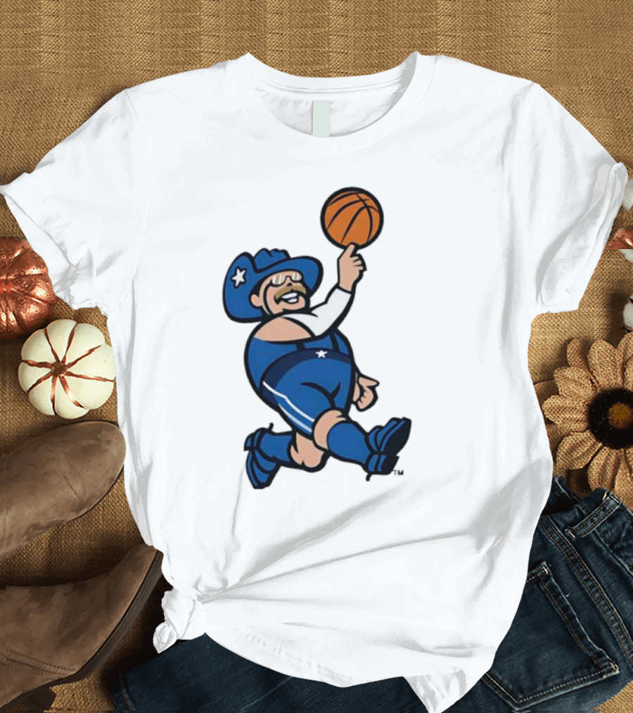 Frisco RoughRiders Dallas Mavericks Crossover Mascot Basketball Cowboy T-Shirt